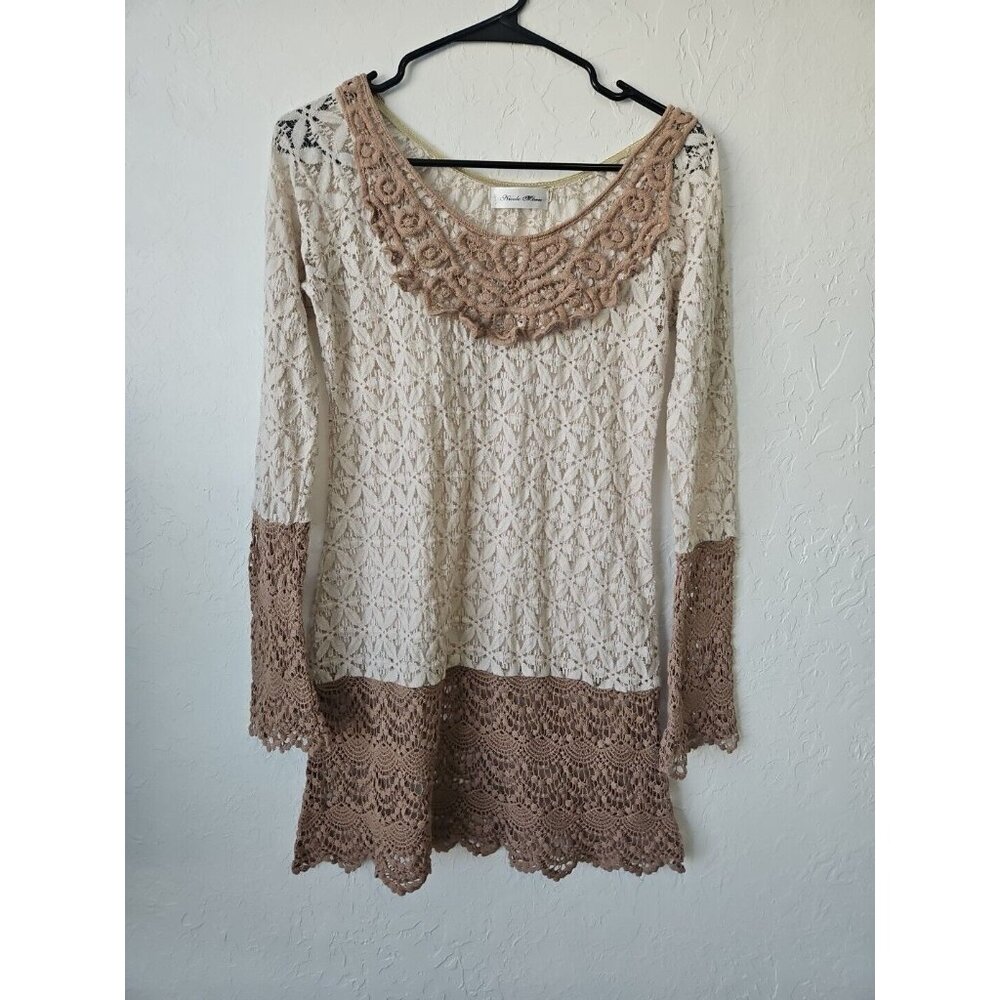 Y2k Nicole Marie Crochet Lace Mini Dress SZ Small Boho Coastal Cowgirl Beachy